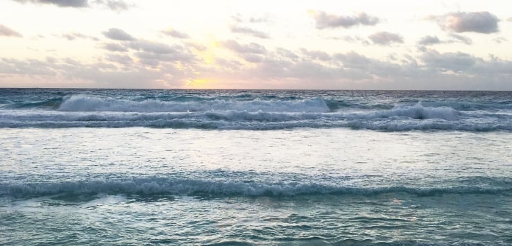 Caribbean Sea waves during sunset