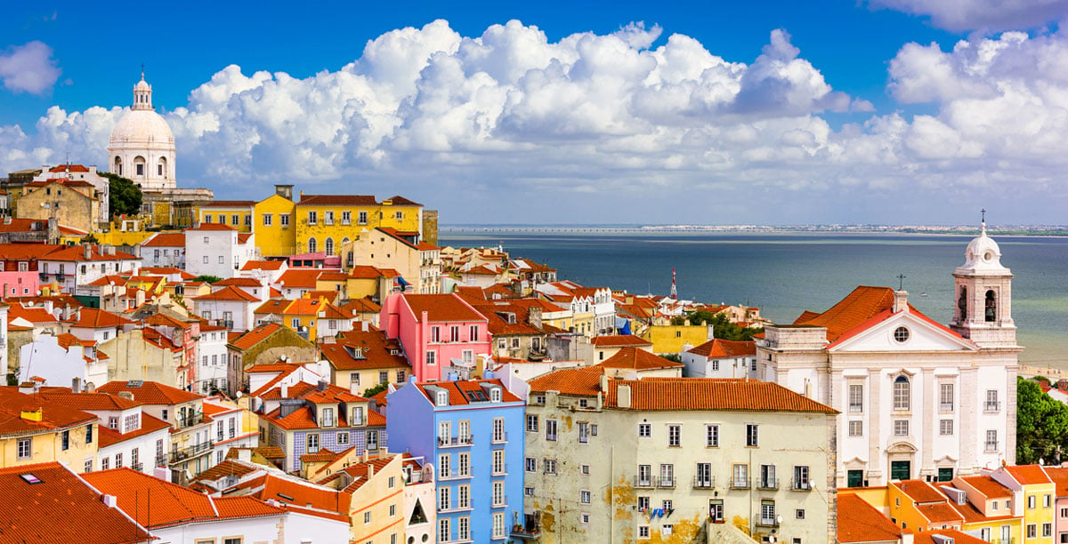 Aerial view of Alfama District in Lisbon