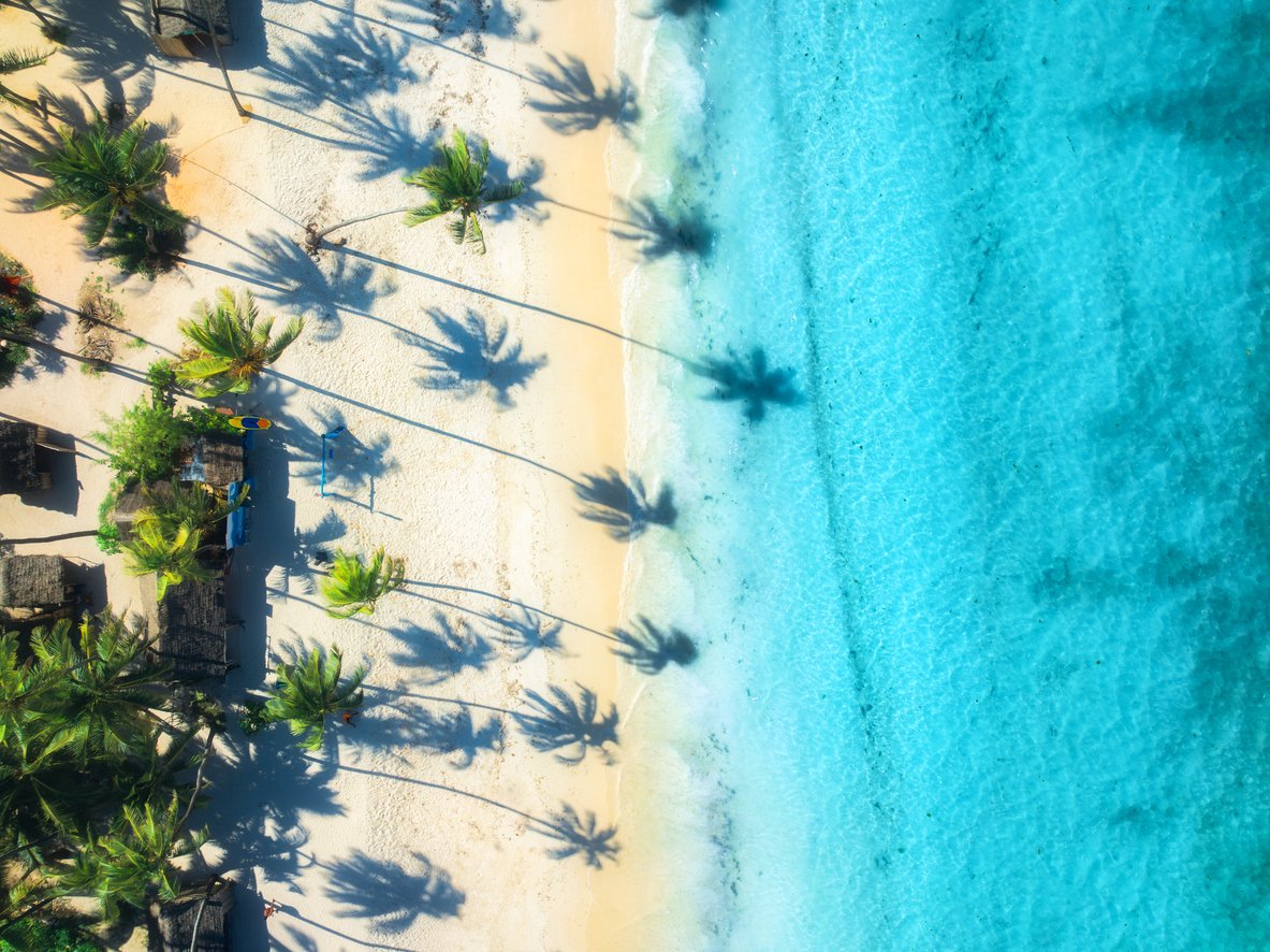 Aerial view of empty beach