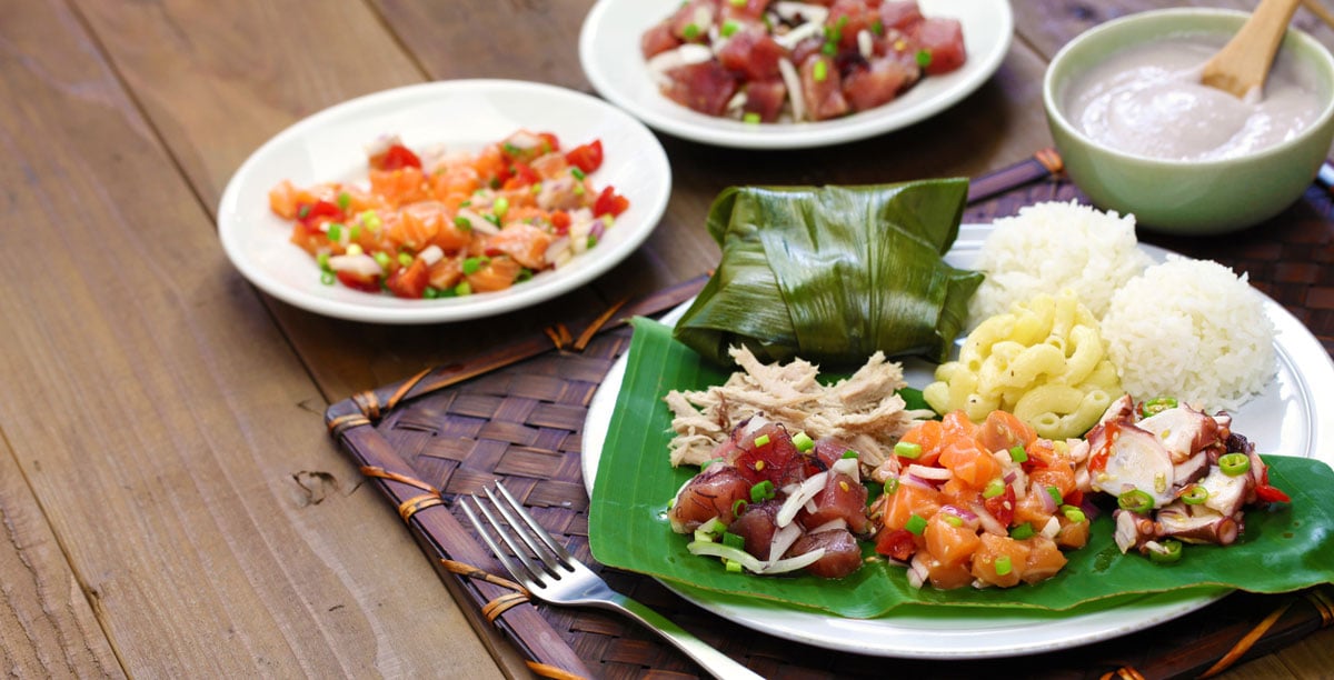 Traditional Hawaiian poke meal