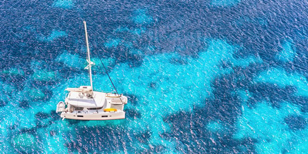 Catamaran boat in the Pacific Ocean