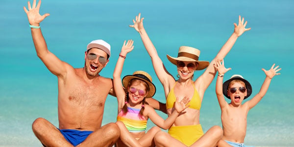 Happy family at the beach